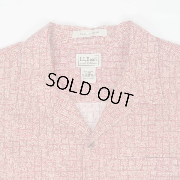 画像3: 00's L.L.Bean 総柄 S/S オープンカラーシャツ "RED BASE" (3)