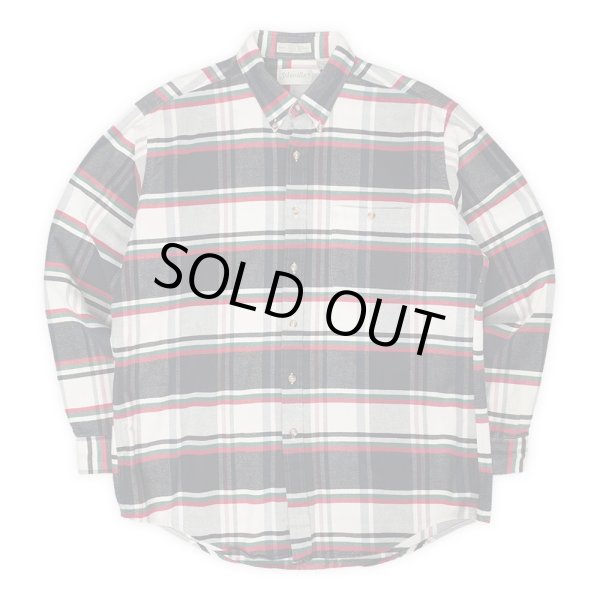 画像1: 90's ST JOHN'S BAY フランネル ボタンダウンシャツ "Black Plaid" (1)