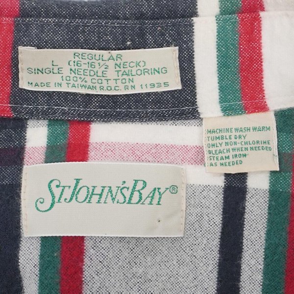 画像2: 90's ST JOHN'S BAY フランネル ボタンダウンシャツ "Black Plaid" (2)