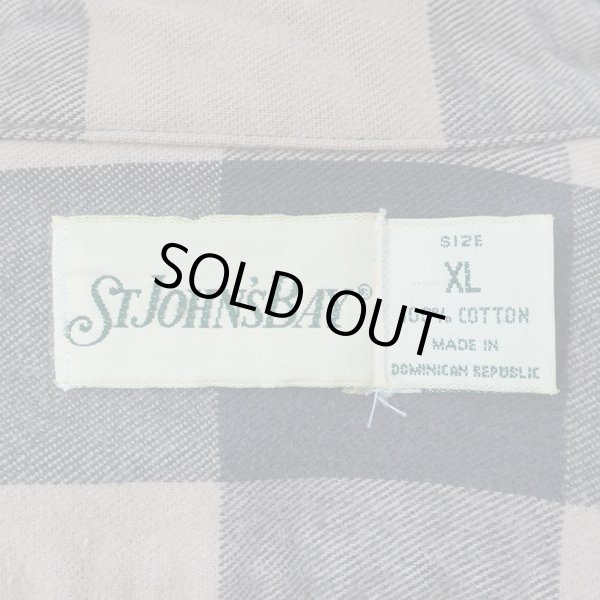 画像2: 90's ST JOHN'S BAY ブロックチェック柄 ヘビーネルシャツ "BLACK × BEIGE" (2)