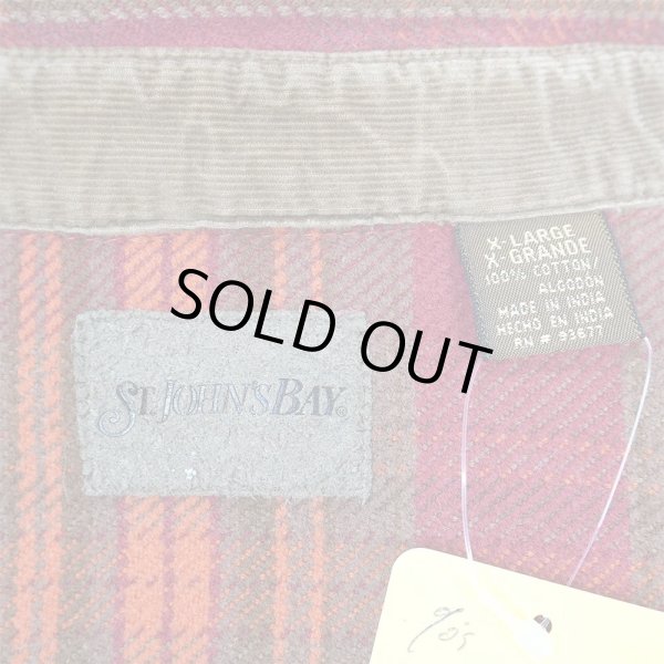 画像2: 90's ST JOHN'S BAY ヘビーネルシャツ “Burgundy Plaid” (2)