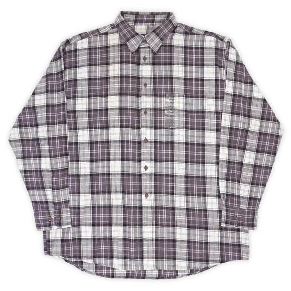 画像1: 90's TOWNCRAFT フランネルシャツ "White×Gray Plaid / DEADSTOCK" (1)