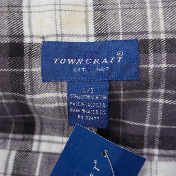 画像2: 90's TOWNCRAFT フランネルシャツ "White×Gray Plaid / DEADSTOCK" (2)