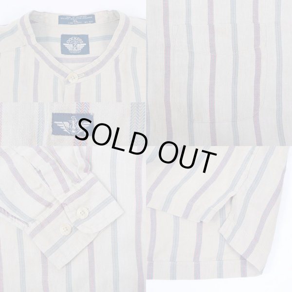 画像3: 90's DOCKERS マルチストライプ柄 L/S バンドカラーシャツ (3)