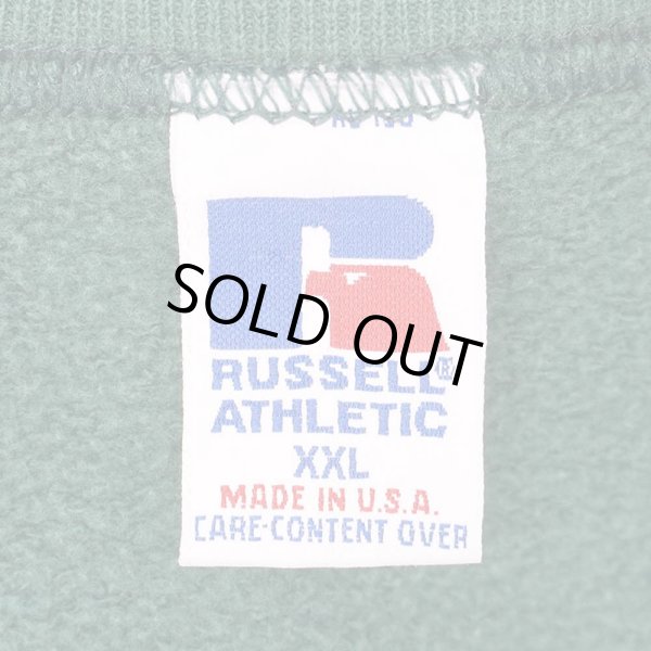 画像2: 90's RUSSELL 前V ブランクスウェット "FADE GREEN / MADE IN USA / sizeXXL" (2)