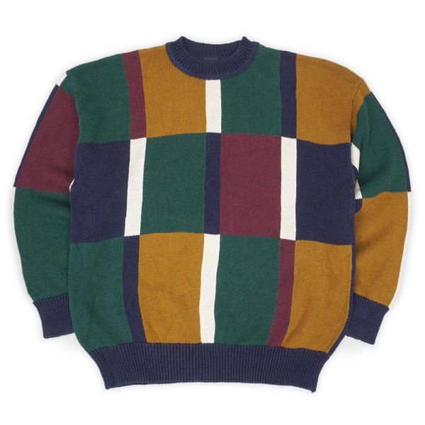 画像1: 90's STRUCTURE パネル柄 デザインコットンニット (1)