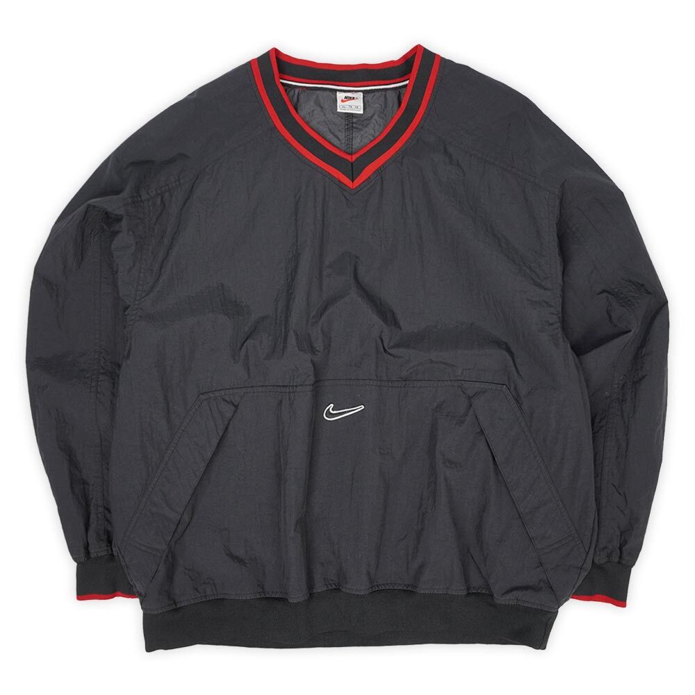 90's NIKE Vネック ナイロンプルオーバー “BLACK