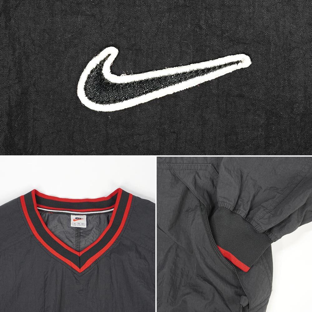 90's NIKE Vネック ナイロンプルオーバー “BLACK
