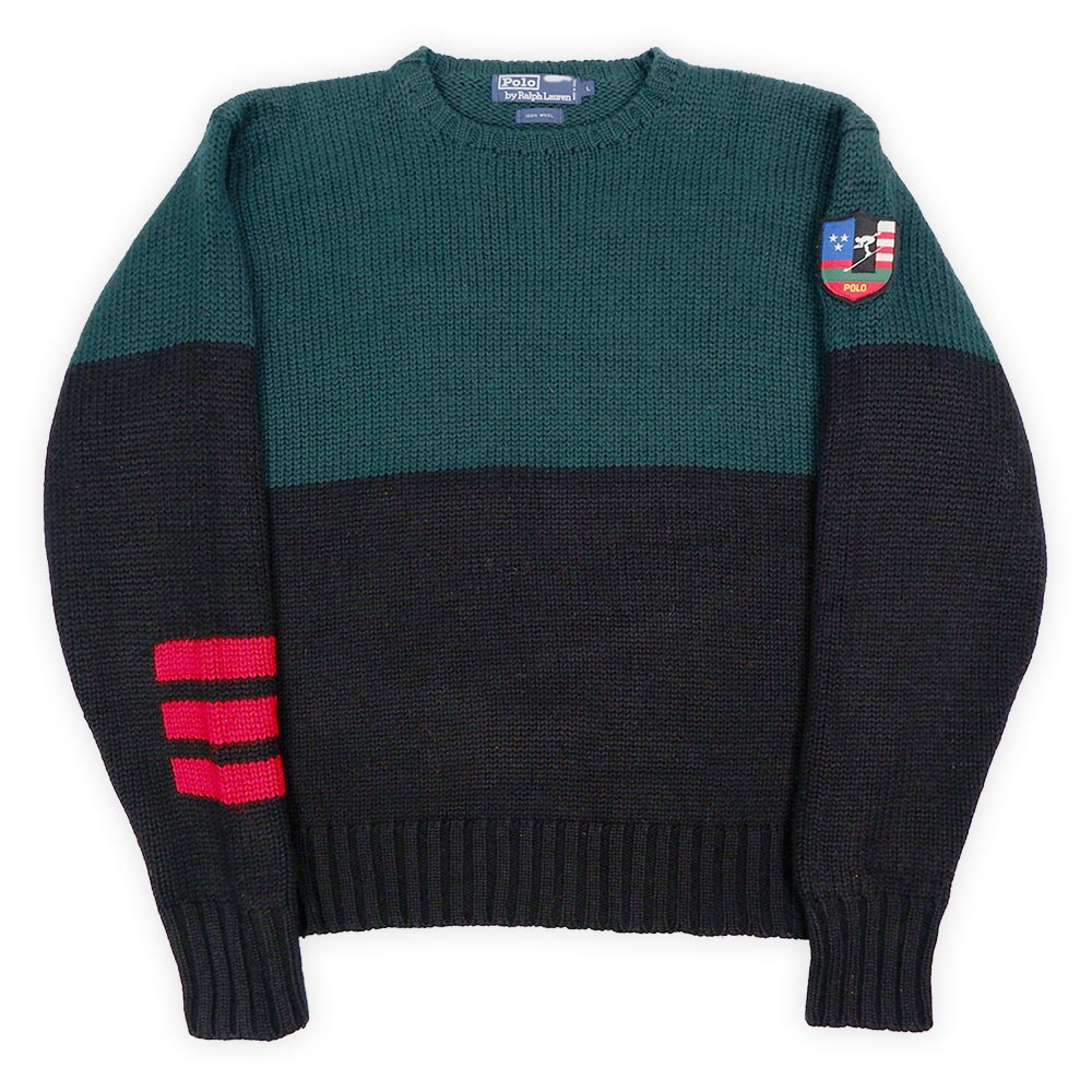 90's Polo Ralph Lauren ローゲージ ウールニット “スーサイドスキーパッチ”