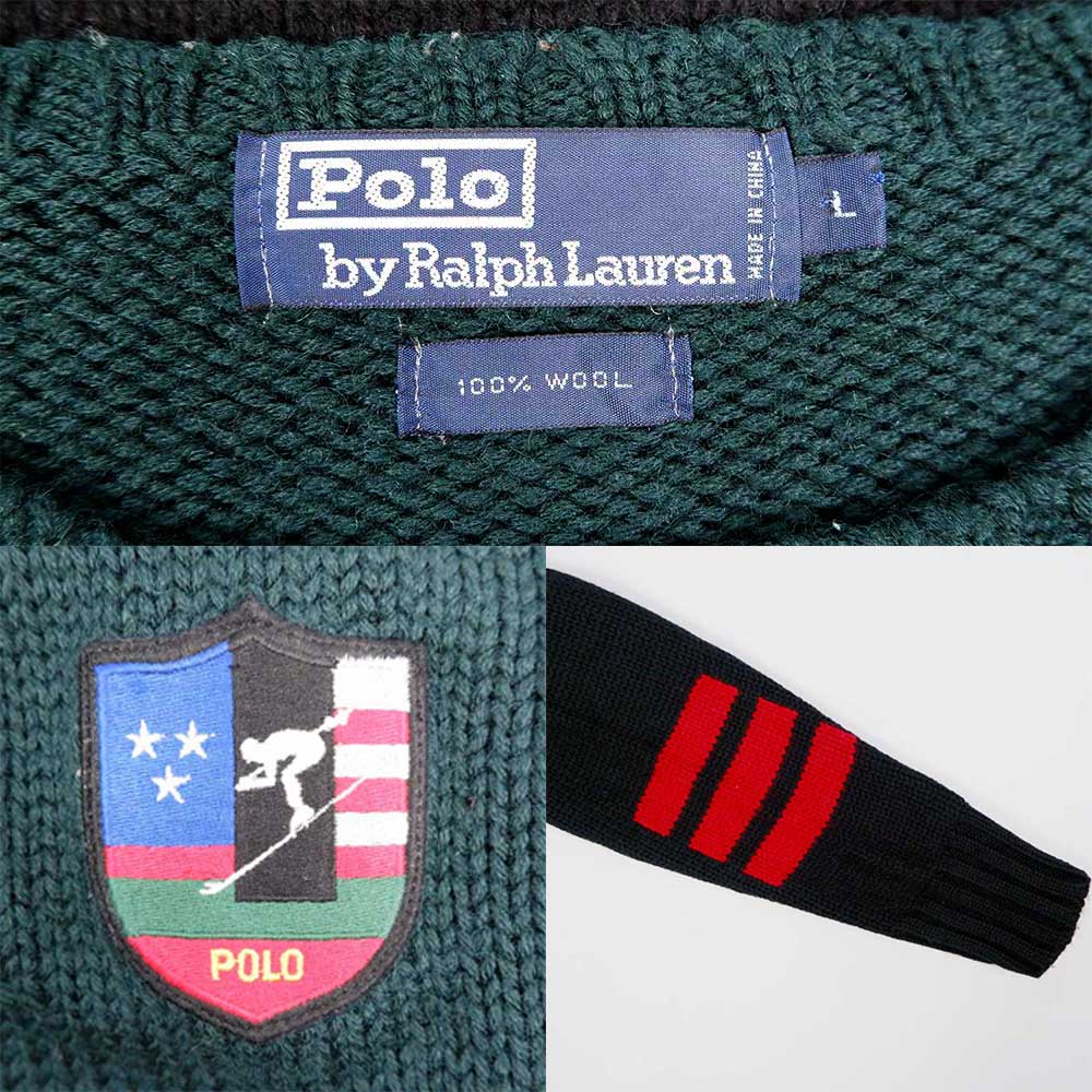 90's Polo Ralph Lauren ローゲージ ウールニット “スーサイドスキー