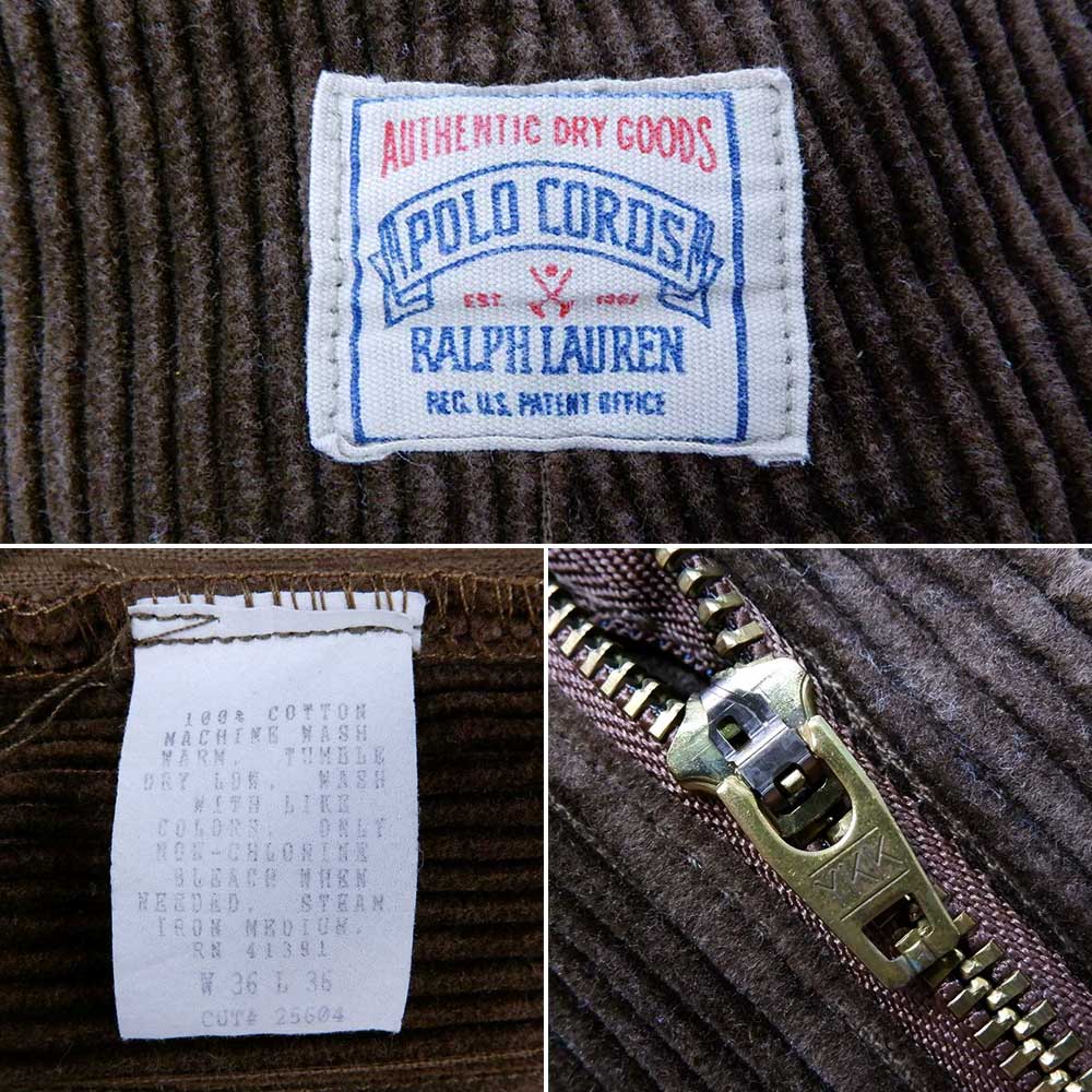 Early 90's Polo Ralph Lauren 2タック 太畝コーデュロイパンツ “MADE 
