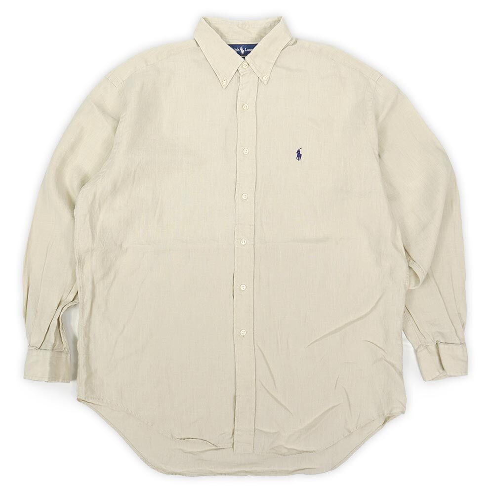 90's Polo Ralph Lauren リネンボタンダウンシャツ 