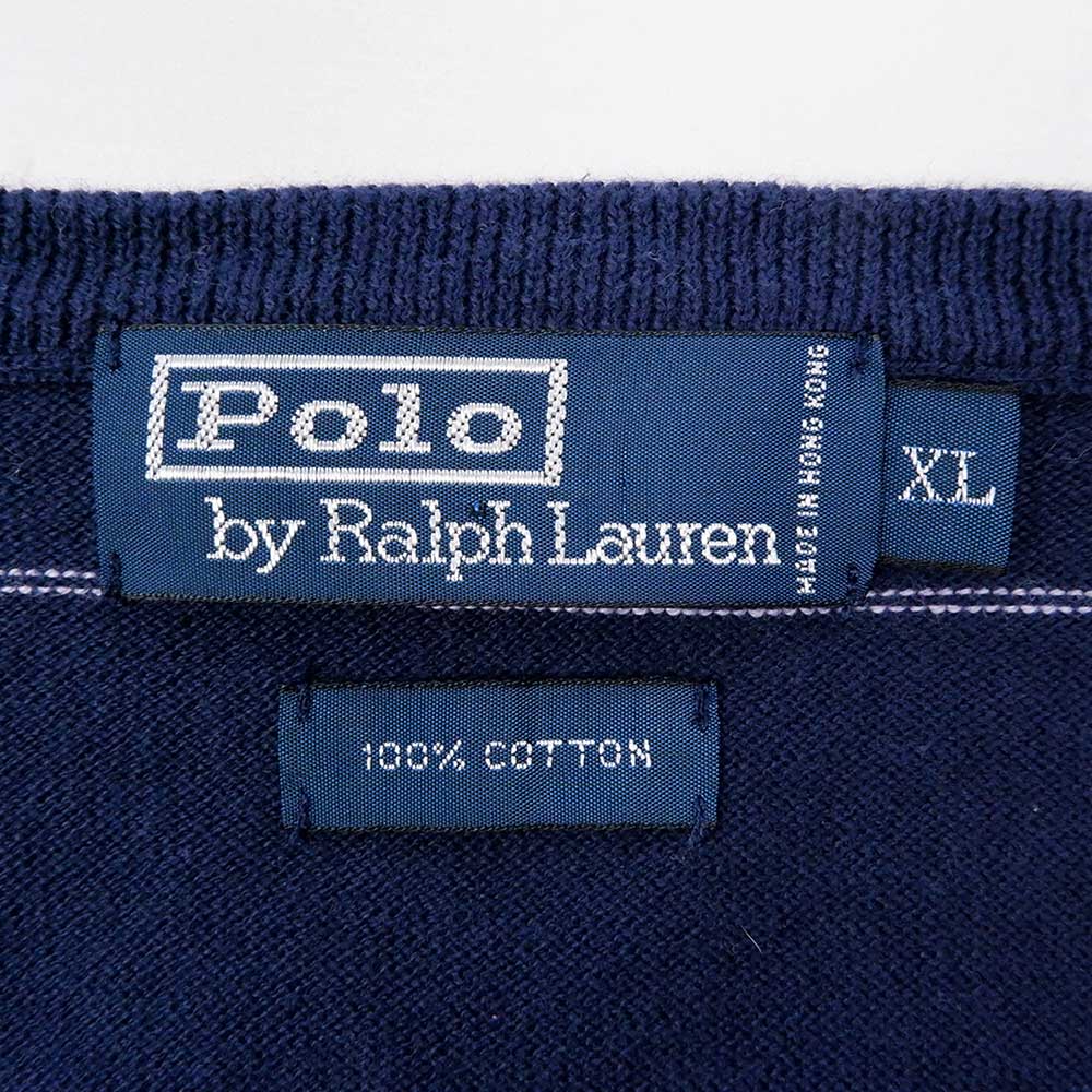 90's Polo Ralph Lauren ボーダー柄 Vネック コットンニットベスト
