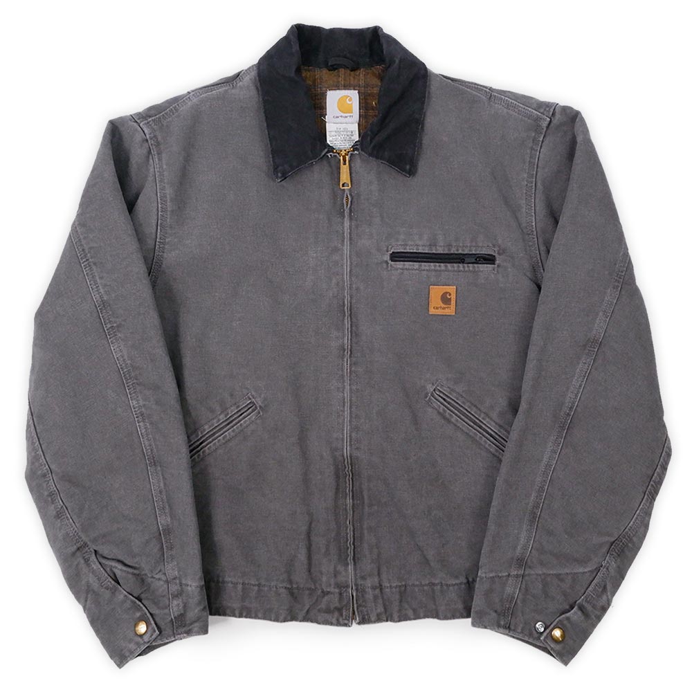 【超雰囲気系】Carhartt デトロイトジャケット レザーパッチ グレー 灰