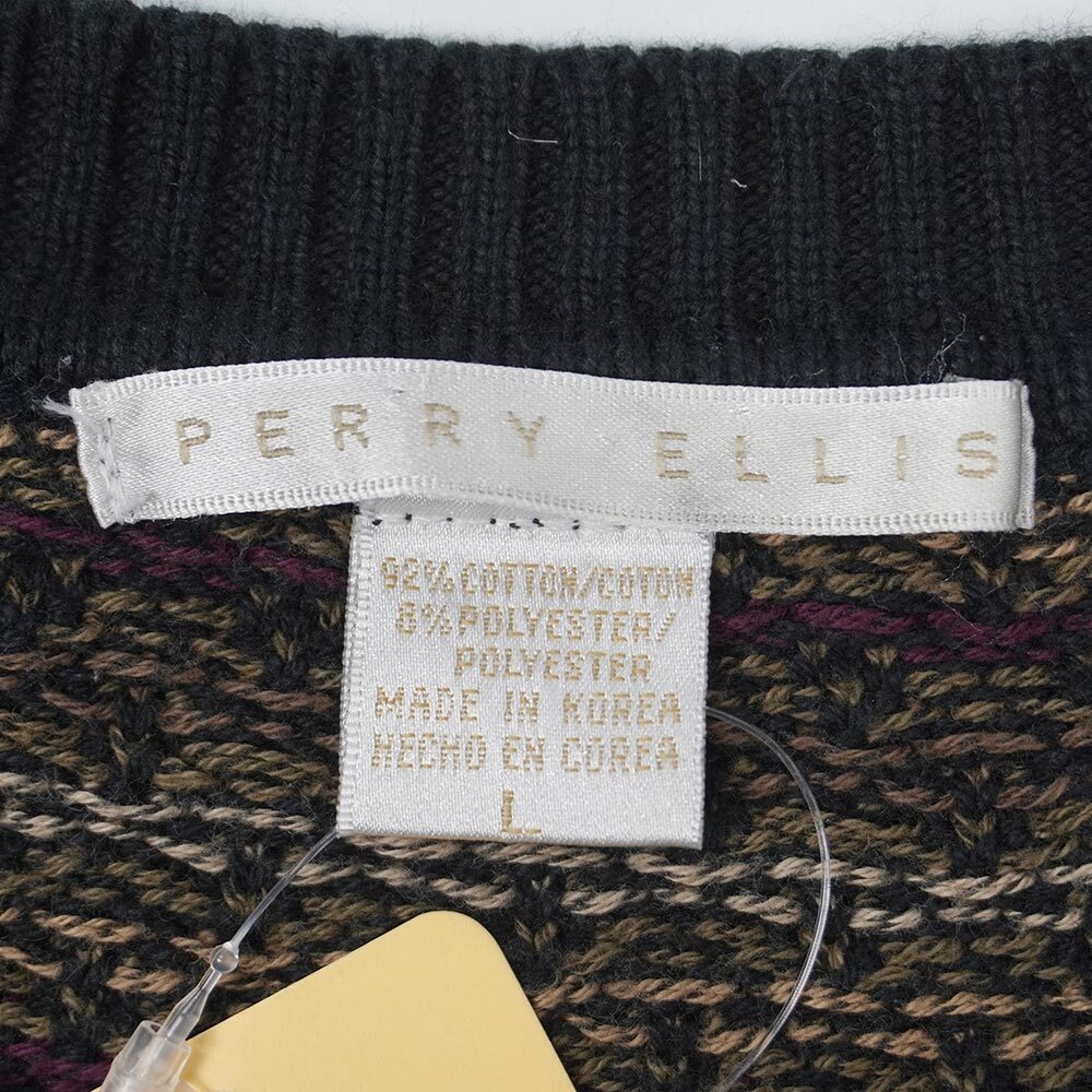 90's PERRY ELLIS 総柄 コットンニット 