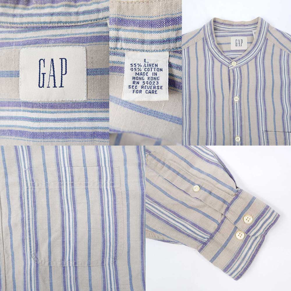 90's OLD GAP マルチストライプ柄 バンドカラーシャツmtp03040401482513｜VINTAGE / ヴィンテージ