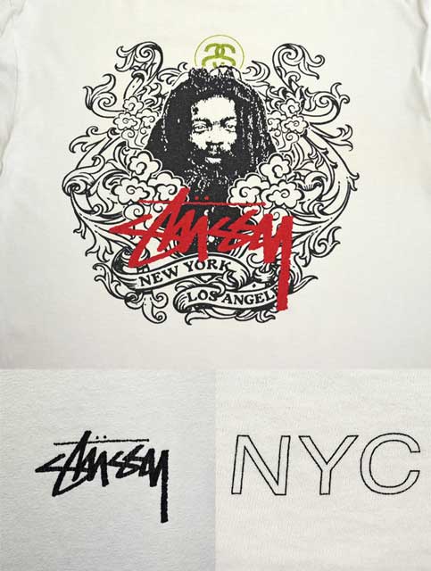 00s OLD STUSSY スカルソードプリント Tシャツ  ステューシー