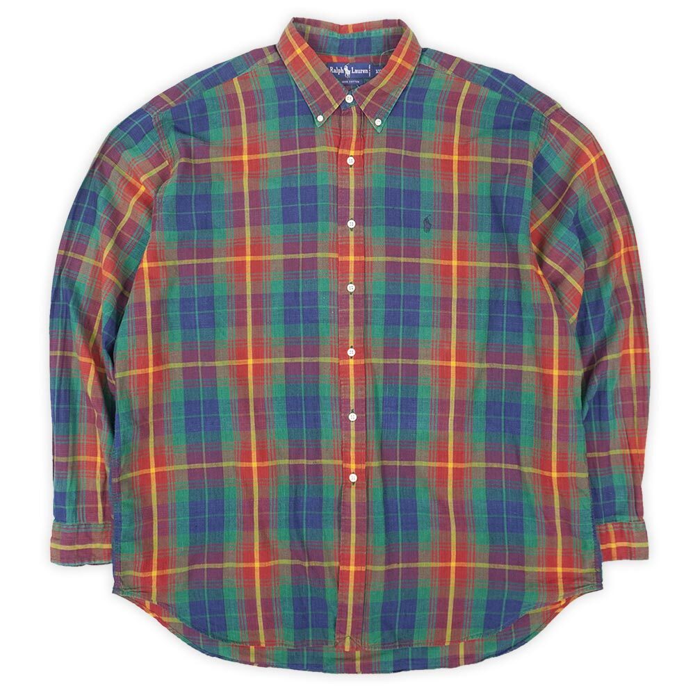 90's Polo Ralph Lauren マドラスチェック柄 ボタンダウンシャツ