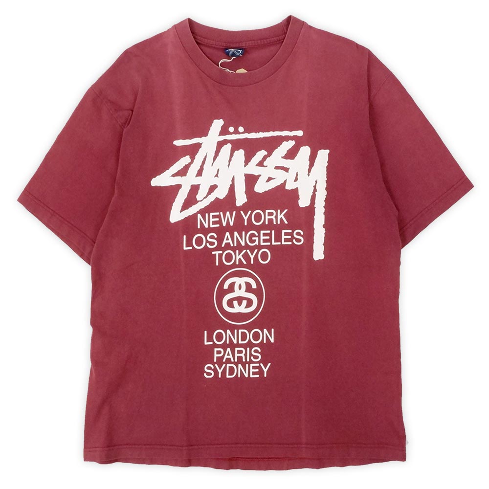 90's OLD STUSSY プリントTシャツ “WORLD TOUR / DESIGNED BY USA”