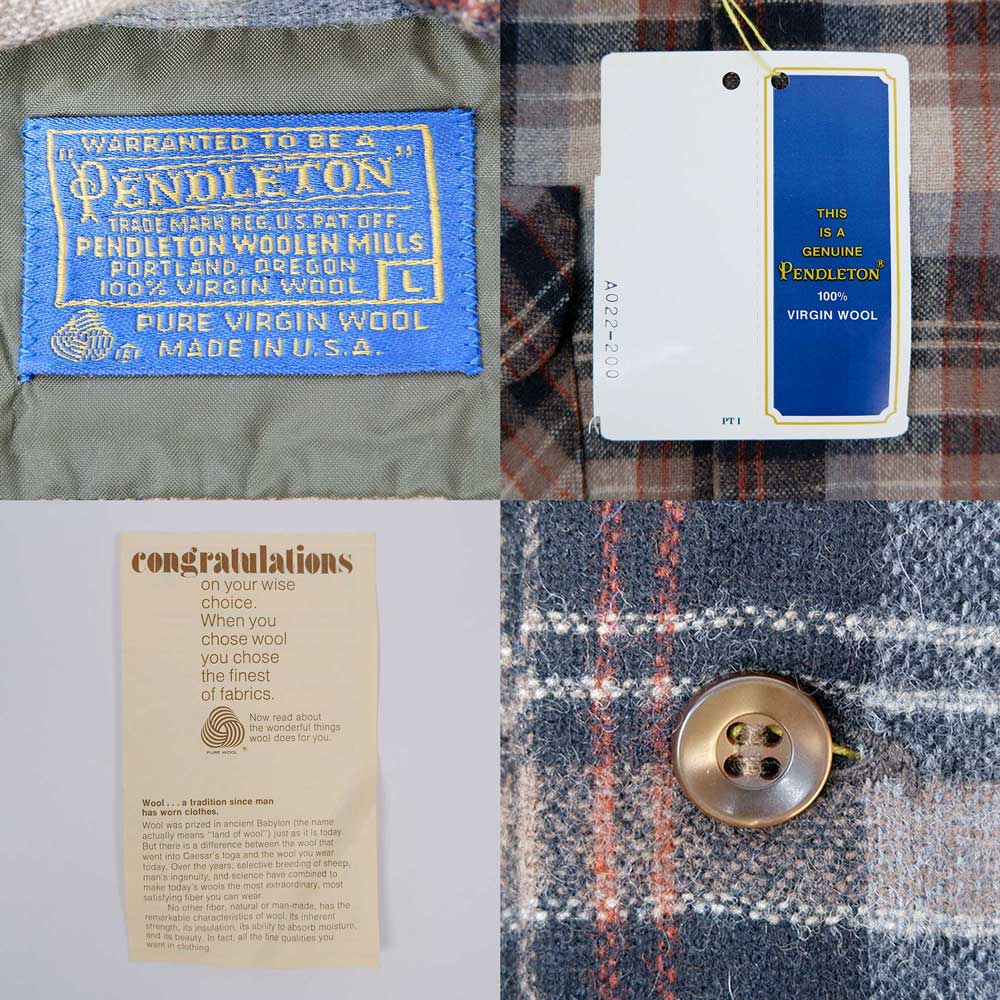 70's Pendleton ウールシャツ “MADE IN USA / DEADSTOCK