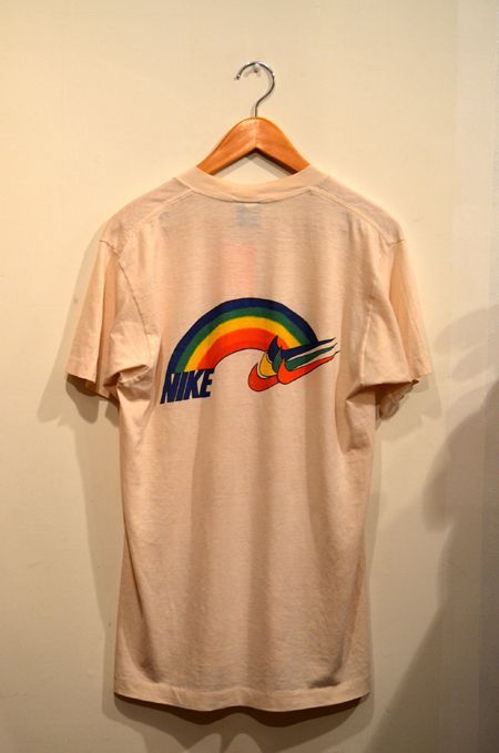 貴重 70s ビンテージ USA製 NIKE ナイキ レインボー ロゴ Tシャツ