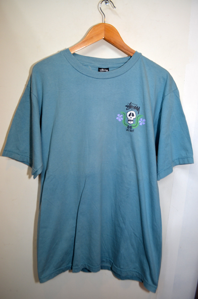 00s OLD STUSSY スカルソードプリント Tシャツ  ステューシー