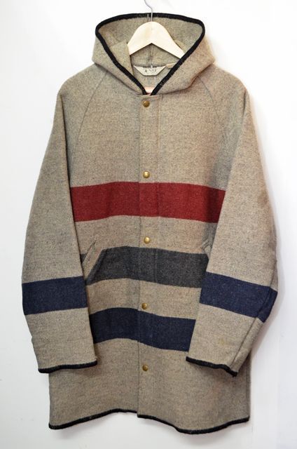 70年代 Woolrich ウールリッチ ボーダー ブランケット フード コート