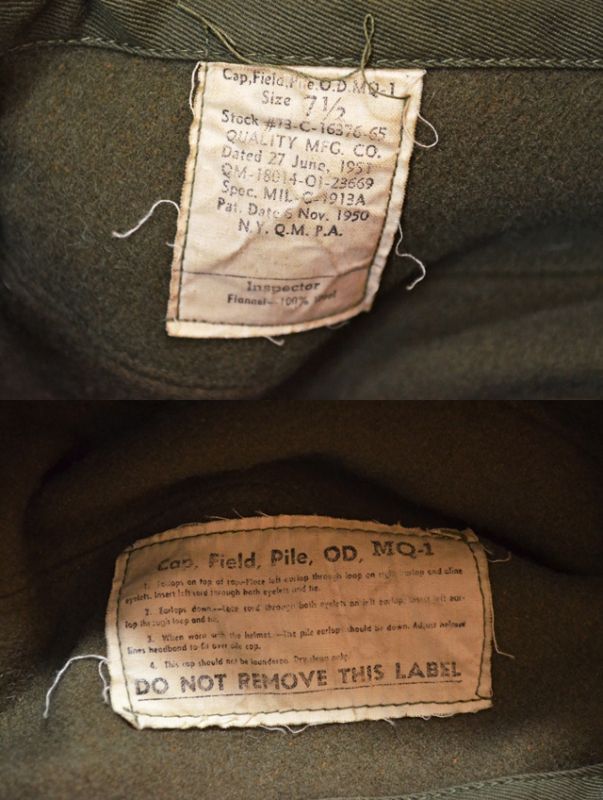 50's US ARMY MQ-1 フィールドパイルキャップot-049｜OTHER