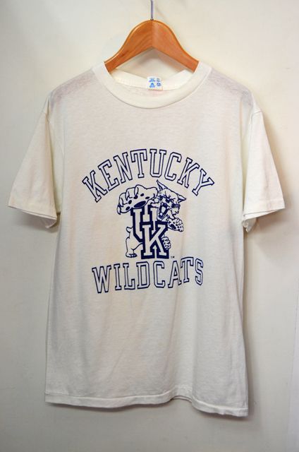 チャンピオンビンテージカレッジ染み込みプリントTシャツ80s80年代トリコタグ白