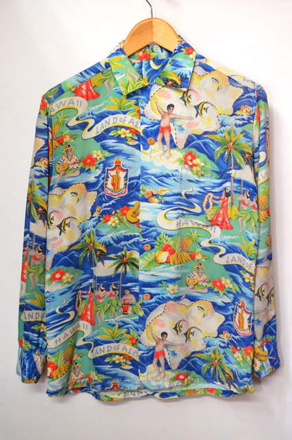 50's L/S ハワイアンシャツ "LAND OF ALOHA" - used&vintage box Hi-smile