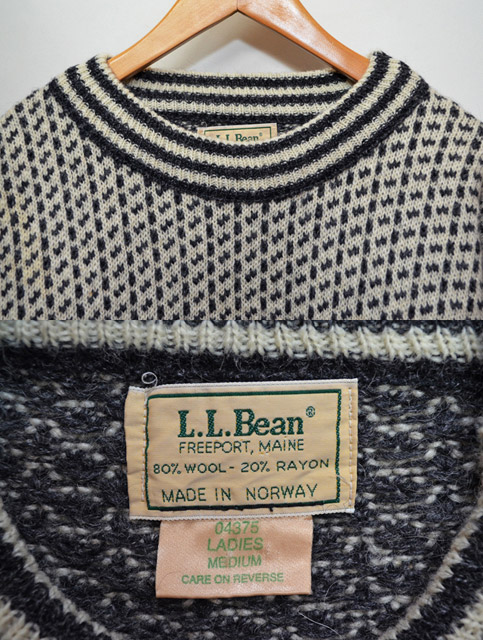 80's L.L.BEAN バーズアイ柄 ウールニット - used&vintage box Hi-smile