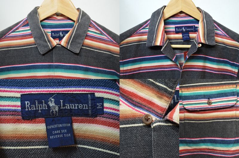 90's Ralph Lauren ネイティブボーダー柄シャツ