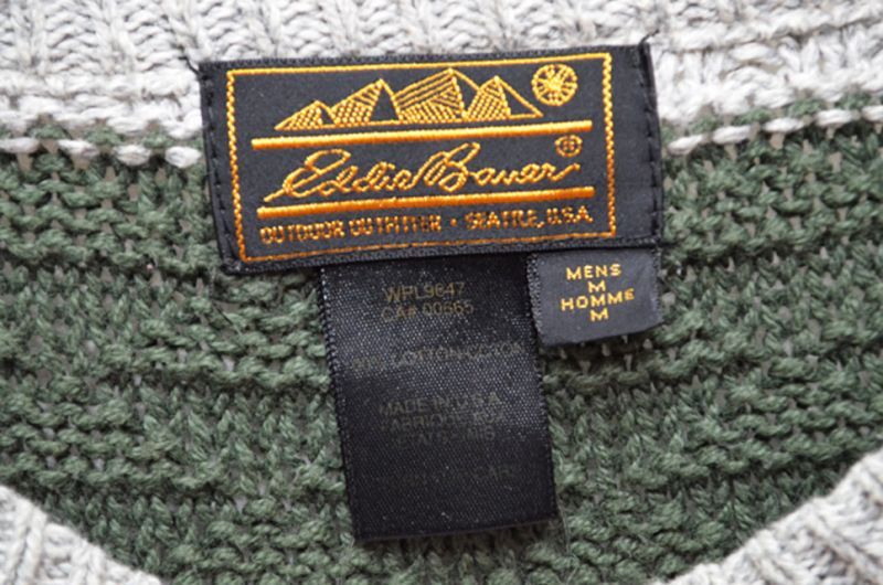 80's Eddie Bauer ボーダーコットンニット - used&vintage box Hi-smile