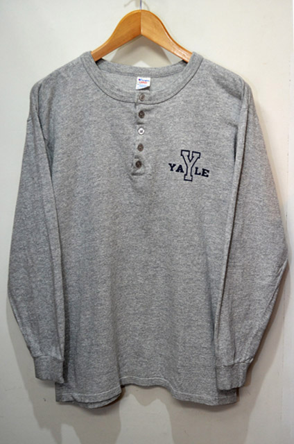 80's Champion 88/12 ヘンリーネックL/S Tシャツ “YALE