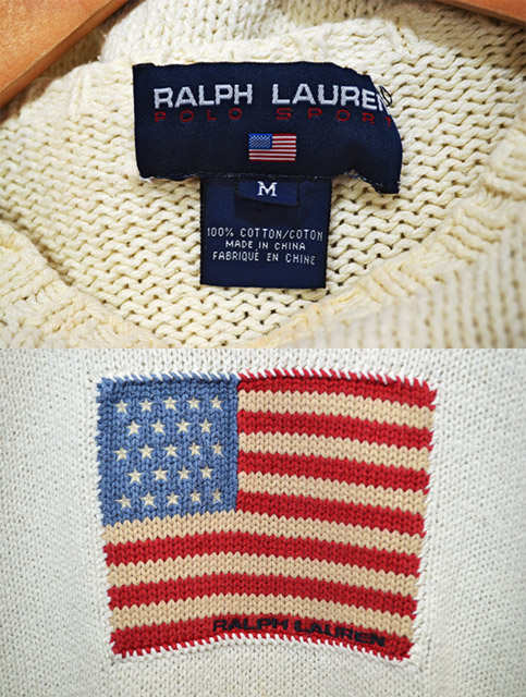 90's Ralph Lauren POLO SPORT 星条旗柄コットンニット - used&vintage 