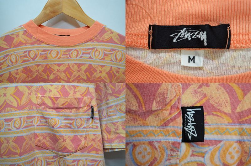 80's Stussy 総柄ポケット付き Tシャツ - used&vintage box Hi-smile