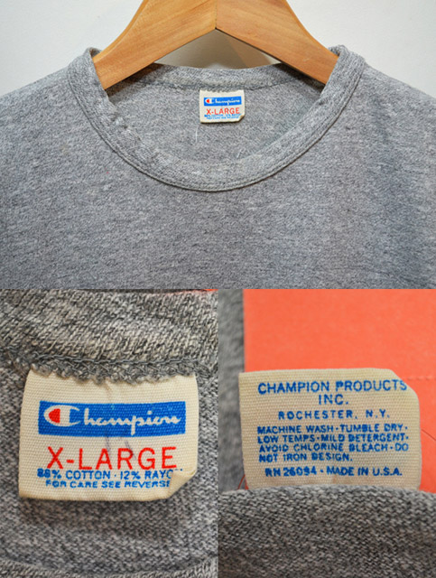 70's Champion 88/12 Tシャツ “バータグ・無地” - used&vintage box Hi 