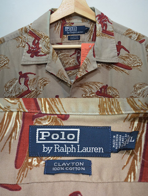 90's POLO Ralph Lauren 総柄コットンハワイアンシャツ