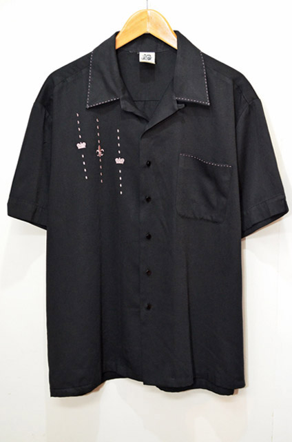 70's Kennington S/S オープンカラーシャツ “黒ピン”