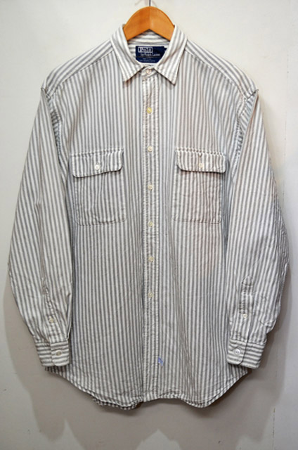 90's Polo Ralph Lauren ストライプ柄ワークシャツ 