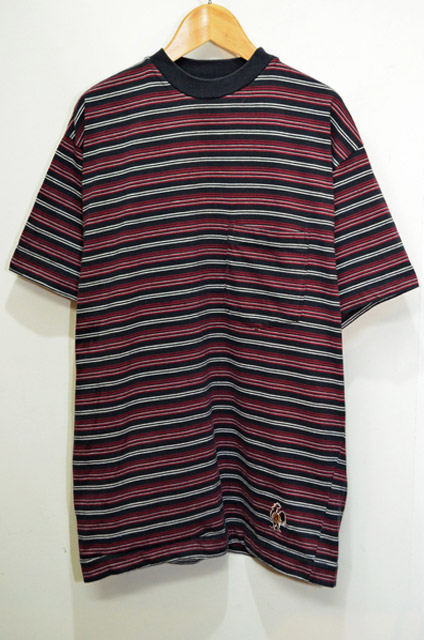 stussy Tシャツ ネックロゴ ボーダー US sサイズ 国内Lサイズ程度