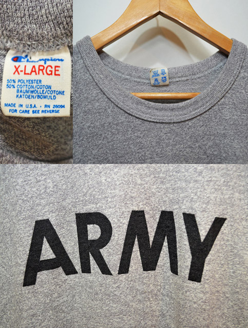 80's Champion 50/50 Tシャツ “ARMY” - used&vintage box Hi-smile