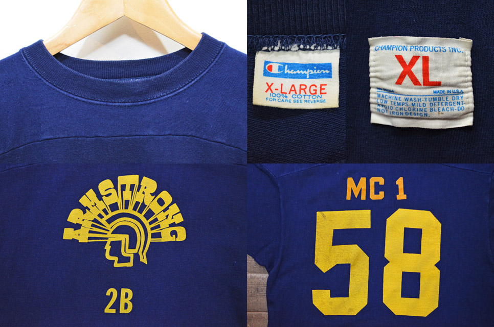 70's Champion フットボール Tシャツ - used&vintage box Hi-smile
