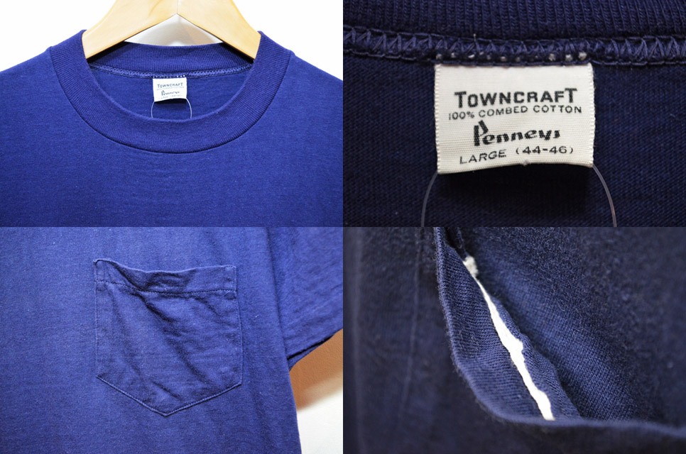 60's TownCraft ポケット付きTシャツ “NAVY” - used&vintage box Hi-smile