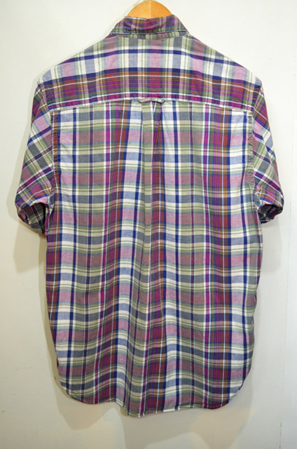 80's Eddie Bauer マドラスチェック柄 S/Sシャツ “黒タグ”