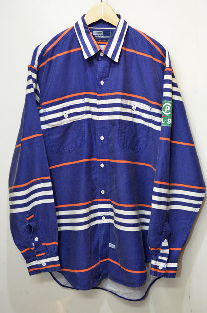90's Polo Ralph Lauren ボーダーワークシャツ 