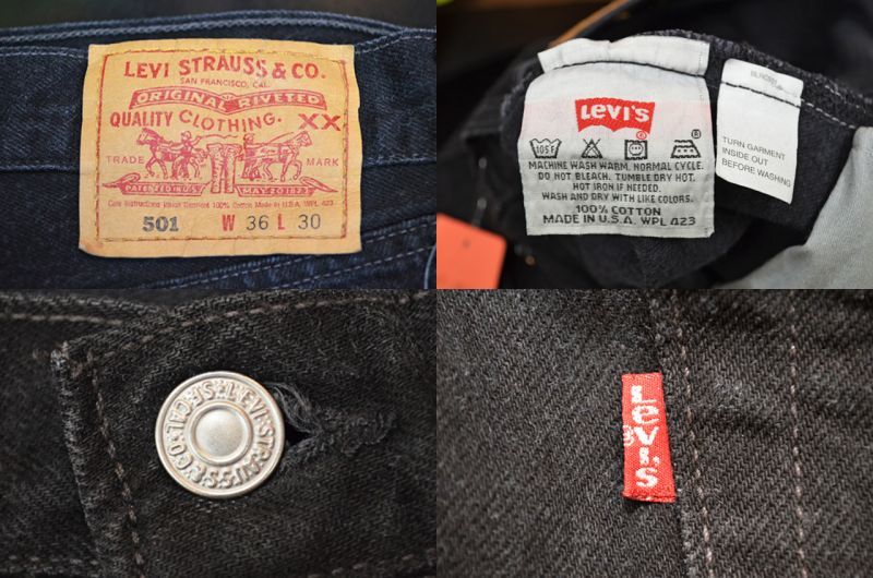 90's Levi's 501 ブラックデニムパンツ "USA製" - used&vintage box Hi-smile