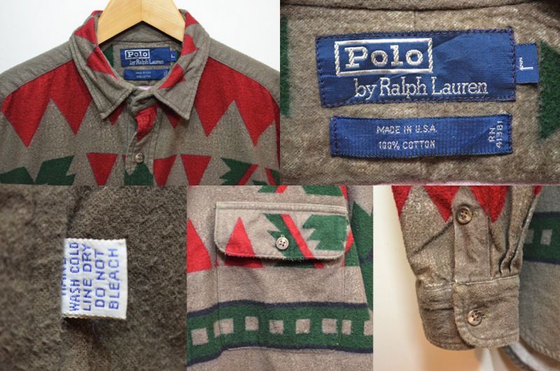 90's Polo Ralph Lauren ネイティブ柄ワークシャツ 