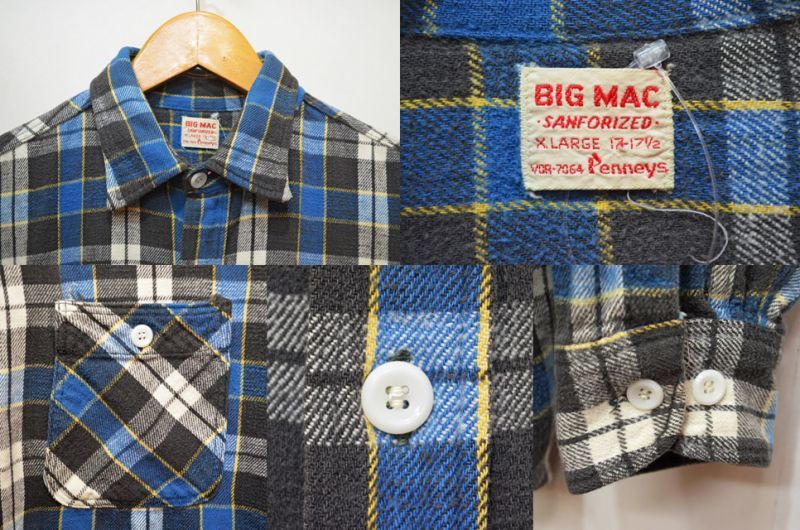 60s USA製 ビンテージ BIG MAC Penneys ヘビーネル シャツ