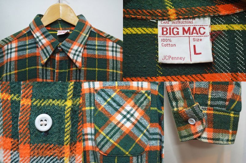70's BIG MAC ヘビーネルシャツ “グリーンベース” - used&vintage box Hi-smile